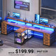 SEDETA 94.5 Inch 2 Person Gaming Desk Long Office Computer Desk with LED Lights 8 Storage Drawers Power Outlet