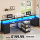 SEDETA 94.5 Inch 2 Person Gaming Desk Long Office Computer Desk with LED Lights 8 Storage Drawers Power Outlet