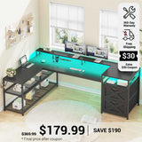 SEDETA 67 Inch L Shaped Desk with Drawers for Home Office