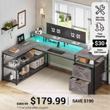 SEDETA 67 Inch L Shaped Desk with Drawers for Home Office