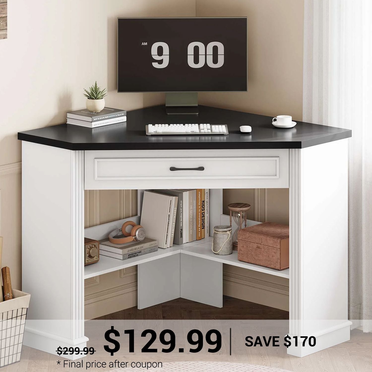 Mayitaです。デスク SEDETA 31.5 Inch Corner Desk Farmhouse Computer Desk with Storage Draw
