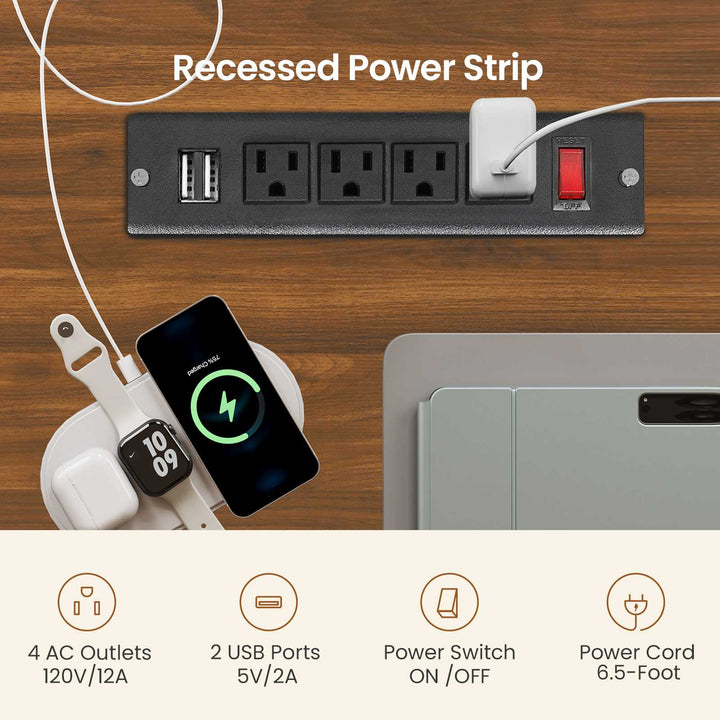 SEDETA® 59 Inch Fluted Wood Gaming Computer Desk with Storage Modern Office Desk with 4 Drawers LED Lights and Power Strip Writing Desk Study Table