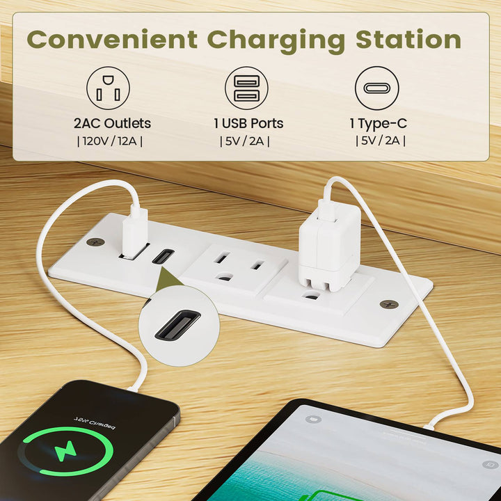 SEDETA | 55.1 Inch Fluted Gaming Desk Diamond Office Computer Desk with LED Lights Power Strip 2 Drawers Storage Cabinet