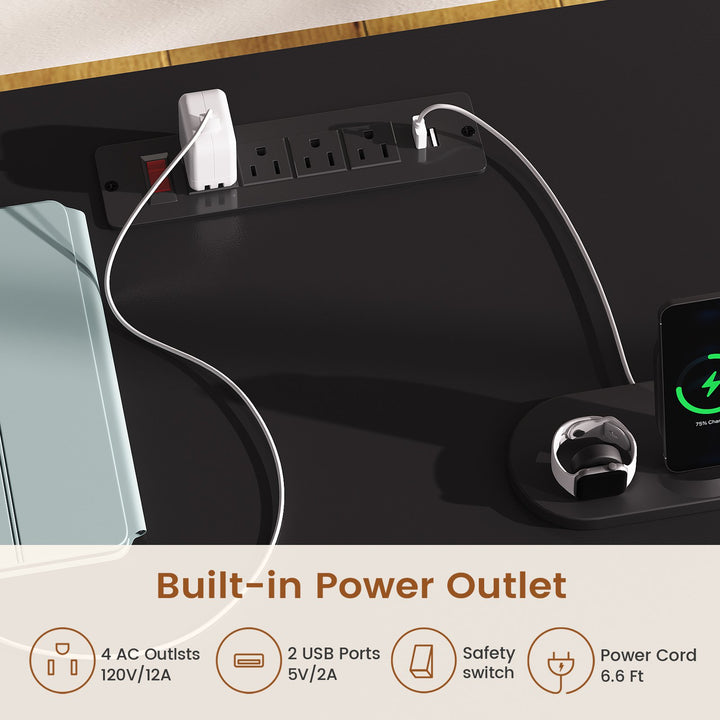 SEDETA 69 Inch L Shaped Electric Standing Desk Height Adjustable Home Office Executive Desk with 4 Drawers and Storage Shelves Fluted Computer Desks with Power Outlet