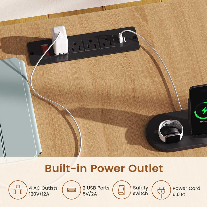 SEDETA 69 Inch L Shaped Electric Standing Desk Height Adjustable Home Office Executive Desk with 4 Drawers and Storage Shelves Fluted Computer Desks with Power Outlet