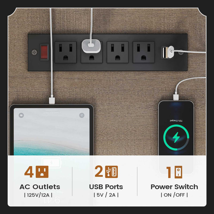 SEDETA 69 Inch Executive L Shaped Computer Desk with Drawers and Storage Cabinet Power Outlets Classical American Style