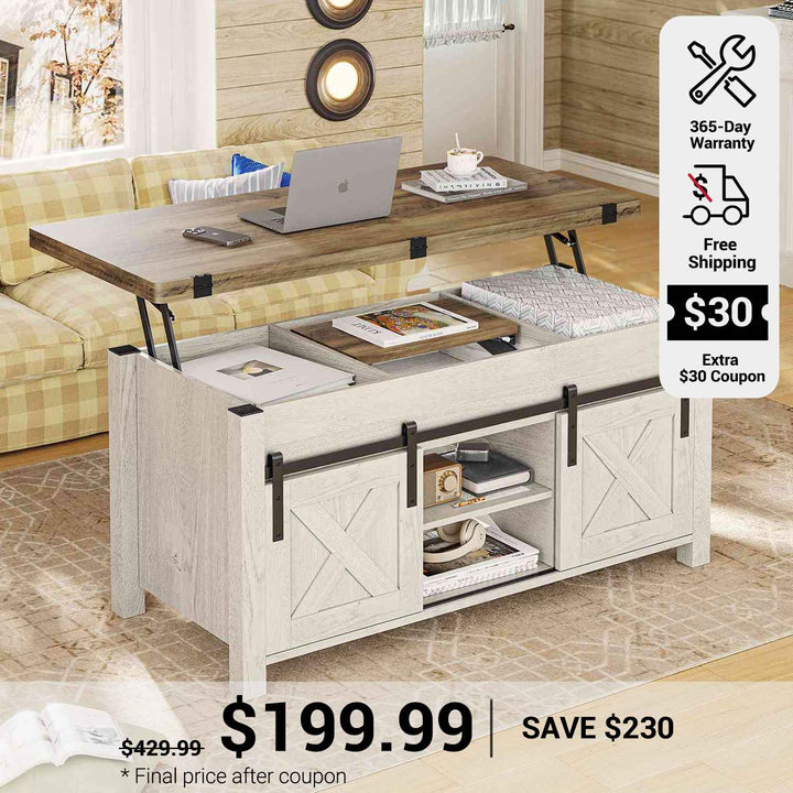 SEDETA 40 Inch Lift Top Coffee Table 4 in 1 Multi-Function Convertible Coffee Tables