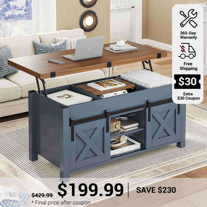 SEDETA 40 Inch Lift Top Coffee Table 4 in 1 Multi-Function Convertible Coffee Tables