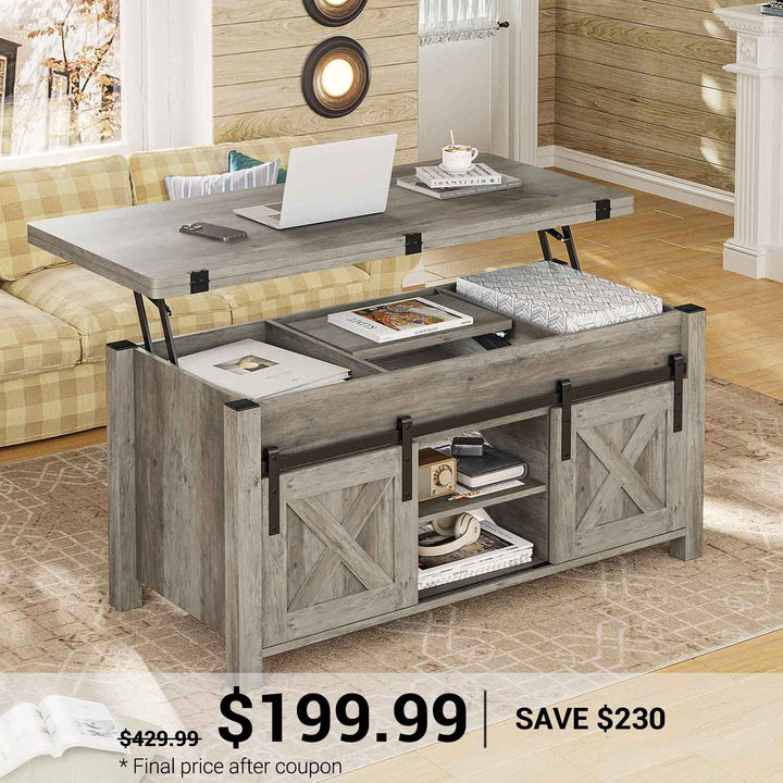 SEDETA 40 Inch Lift Top Coffee Table 4 in 1 Multi-Function Convertible Coffee Tables