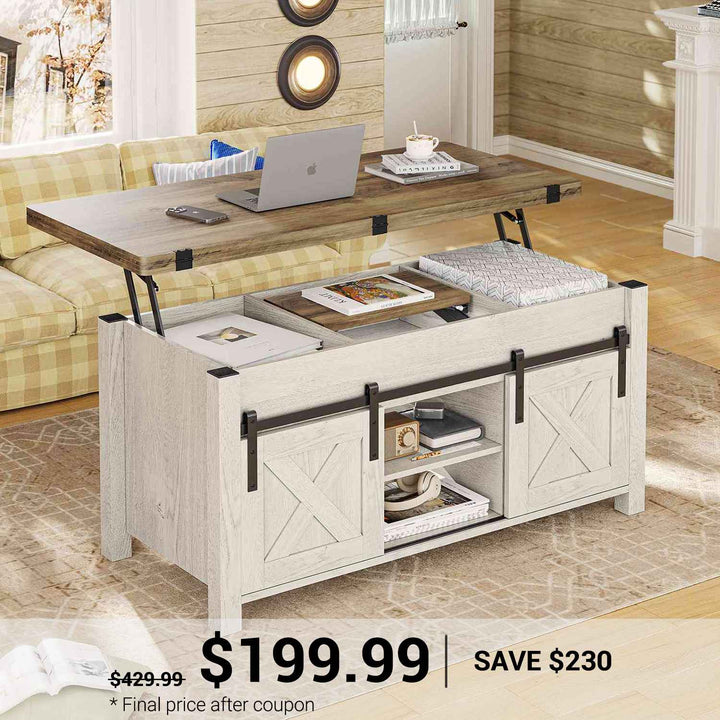 SEDETA 40 Inch Lift Top Coffee Table 4 in 1 Multi-Function Convertible Coffee Tables