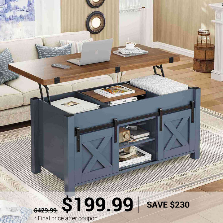 SEDETA 40 Inch Lift Top Coffee Table 4 in 1 Multi-Function Convertible Coffee Tables