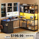 SEDETA 58 Inch L Shaped Computer Desk with Storage Shelves and LED Light for Home Office
