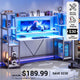 SEDETA 78.8 Inch Gaming Desk  with LED Lights Hutch Storage Shelves