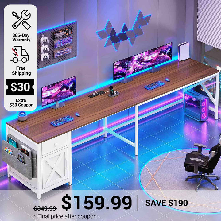 SEDETA 63 Inch L Shaped Corner Computer Desk Convertible Long Home Office Desk with Storage Cabinet