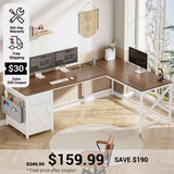 SEDETA 63 Inch L Shaped Corner Computer Desk Convertible Long Home Office Desk with Storage Cabinet