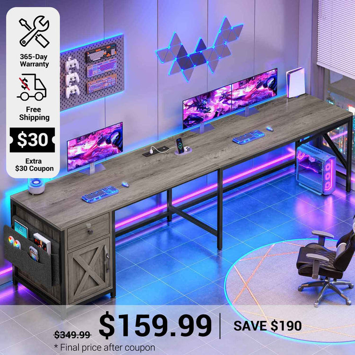 SEDETA 63 Inch L Shaped Corner Computer Desk Convertible Long Home Office Desk with Storage Cabinet