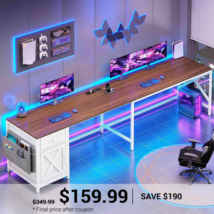 SEDETA 63 Inch L Shaped Corner Computer Desk Convertible Long Home Office Desk with Storage Cabinet