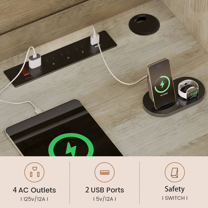 SEDETA® 67 Inch Farmhouse Executive Desk L Shaped Computer Desk Home Office Desks with Drawers Sliding Doors Storage Shelves Hutch LED Lights