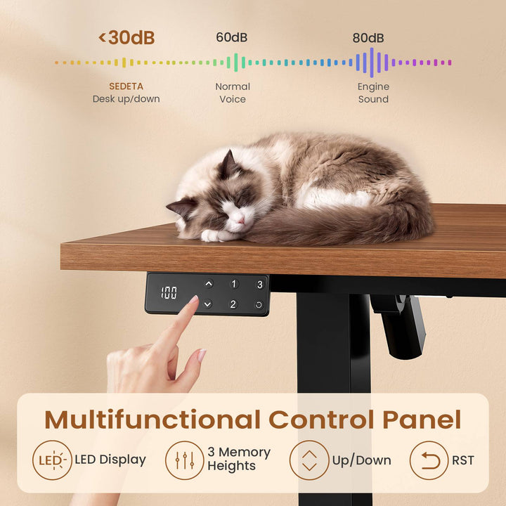 SEDETA® 71 Inch Height Adjustable Electric Standing Desk with 6 Drawers L Shaped Office Desk with Power Outlet Sit Stand Large Computer Desk with Storage Shelves