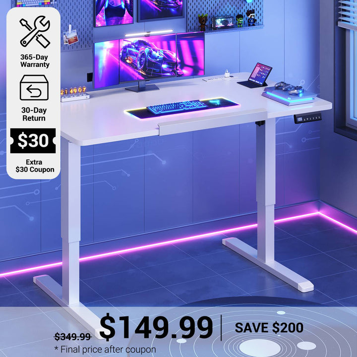 SEDETA® 47 Inch Foldable Height Adjustable Desk with Wheels Electric Standing Desk 180° Tiltable Mobile Rising Computer Desk  for Drawing Writing Gaming