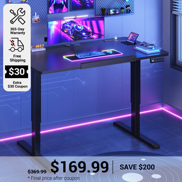 SEDETA 47 Inch Foldable Electric Standing Desk 180° Tiltable Mobile Rising Computer Desk Height Adjustable with Wheels for Drawing Writing Gaming Study Home Office Small Space