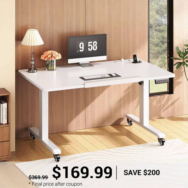 SEDETA 47 Inch Foldable Electric Standing Desk 180° Tiltable Mobile Rising Computer Desk Height Adjustable with Wheels for Drawing Writing Gaming Study Home Office Small Space