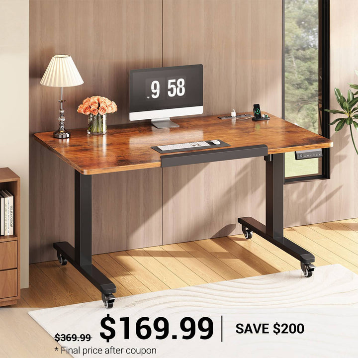 SEDETA 47 Inch Foldable Electric Standing Desk 180° Tiltable Mobile Rising Computer Desk Height Adjustable with Wheels for Drawing Writing Gaming Study Home Office Small Space