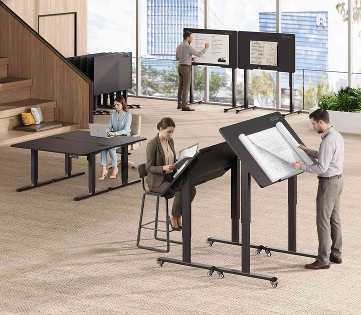 SEDETA® 47 Inch Foldable Height Adjustable Desk with Wheels Electric Standing Desk 180° Tiltable Mobile Rising Computer Desk  for Drawing Writing Gaming