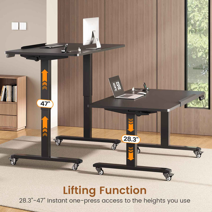 SEDETA 47 Inch Foldable Electric Standing Desk 180° Tiltable Mobile Rising Computer Desk Height Adjustable with Wheels for Drawing Writing Gaming Study Home Office Small Space