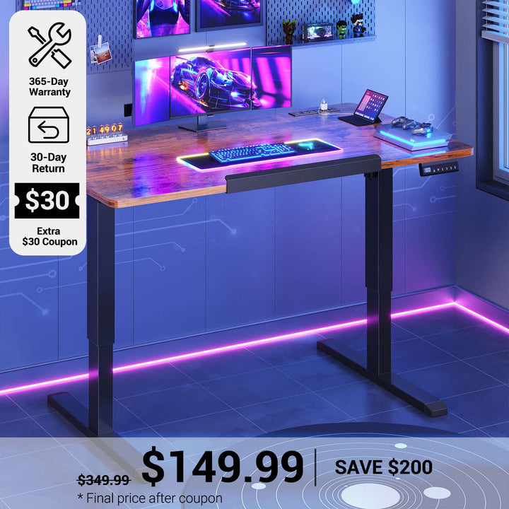 SEDETA® 47 Inch Foldable Height Adjustable Desk with Wheels Electric Standing Desk 180° Tiltable Mobile Rising Computer Desk  for Drawing Writing Gaming