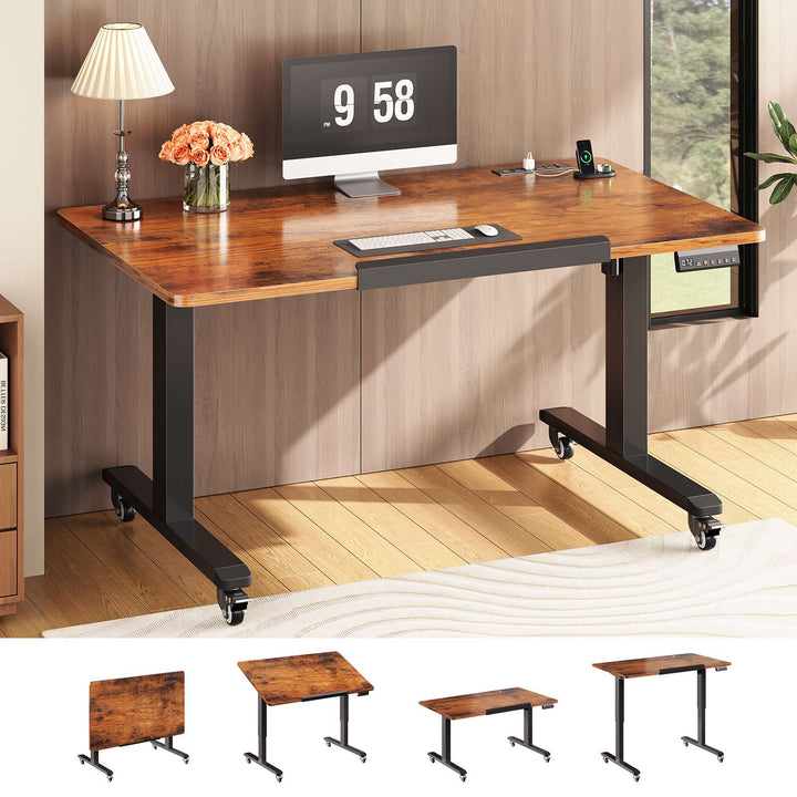 SEDETA 47 Inch Foldable Electric Standing Desk 180° Tiltable Mobile Rising Computer Desk Height Adjustable with Wheels for Drawing Writing Gaming Study Home Office Small Space