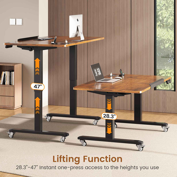 SEDETA 47 Inch Foldable Electric Standing Desk 180° Tiltable Mobile Rising Computer Desk Height Adjustable with Wheels for Drawing Writing Gaming Study Home Office Small Space