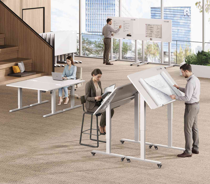 SEDETA 47 Inch Foldable Electric Standing Desk 180° Tiltable Mobile Rising Computer Desk Height Adjustable with Wheels for Drawing Writing Gaming Study Home Office Small Space