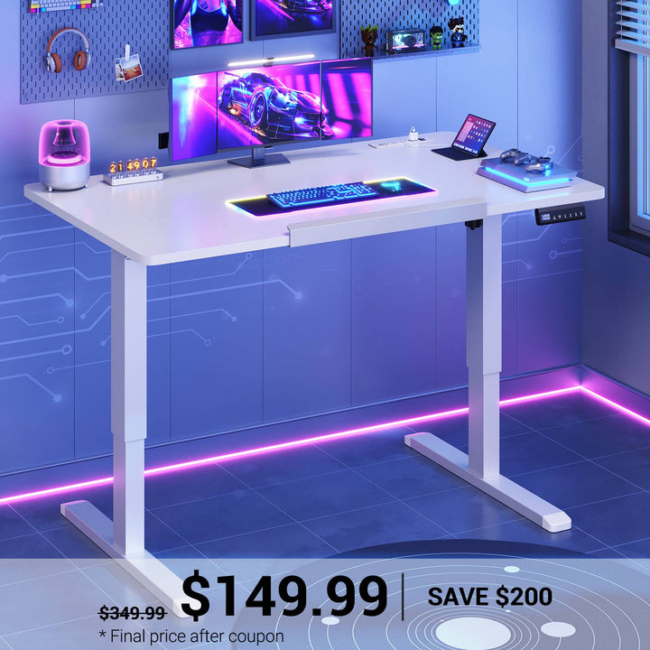 SEDETA® 47 Inch Foldable Height Adjustable Desk with Wheels Electric Standing Desk 180° Tiltable Mobile Rising Computer Desk  for Drawing Writing Gaming