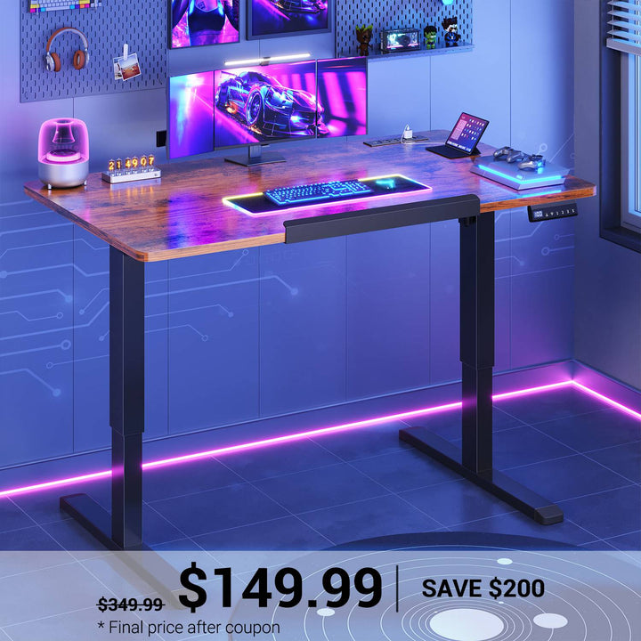 SEDETA® 47 Inch Foldable Height Adjustable Desk with Wheels Electric Standing Desk 180° Tiltable Mobile Rising Computer Desk  for Drawing Writing Gaming