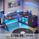 SEDETA | 63 Inch L Shaped Computer Desk Gaming Desk with LED Light 4 Drawers Display Cabinet Executive Office Desk with Storage Shelves