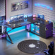 SEDETA 63 Inch L Shaped Gaming Desk Computer Desk with 4 Drawers and Display Cabinet Executive Office Desk with Storage Shelves and LED Light