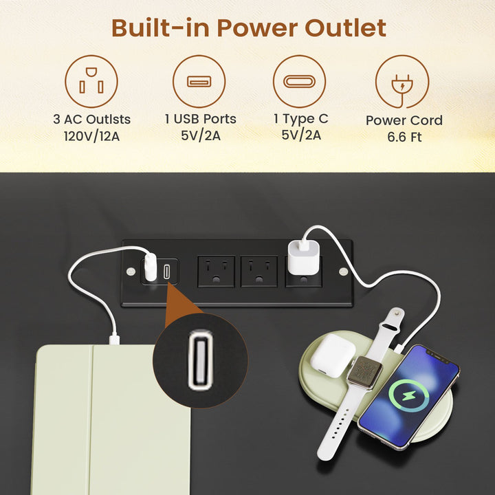 SEDETA 63 Inch L Shaped Gaming Desk Computer Desk with 4 Drawers and Display Cabinet Executive Office Desk with Storage Shelves and LED Light