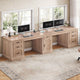 SEDETA 110.3 Inch Vintage Two Person Desk Long Farmhouse Computer Desk with Printer Stand Power Outlets 7 Drawers Large Storage Space for Home Office