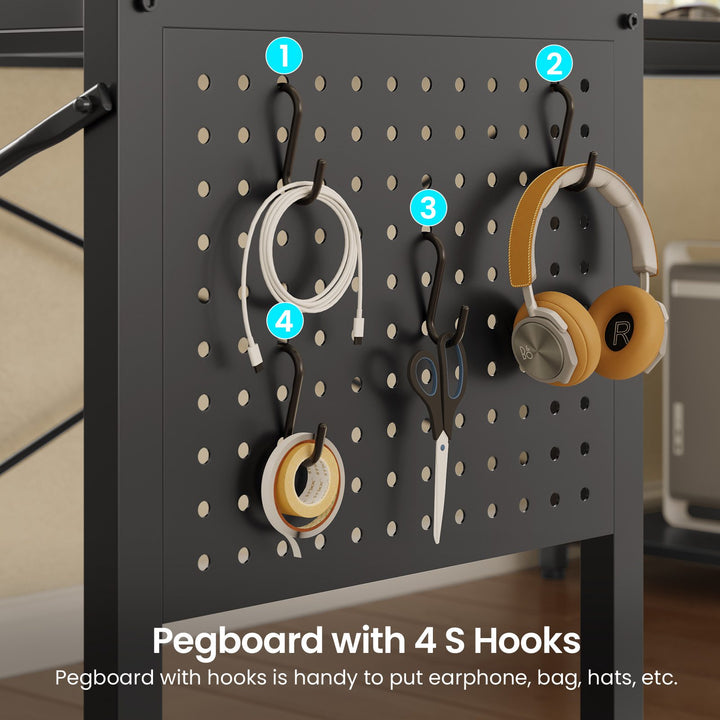 SEDETA 67 Inch U Shaped Desk with 4 Fabric Drawers Reversible Corner Computer Desk with Power Outlet CPU Shelf L Shaped Office Desk with Pegboard