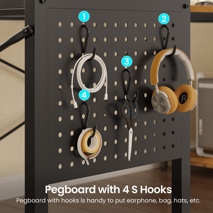 SEDETA 67 Inch U Shaped Desk with 4 Fabric Drawers Reversible Corner Computer Desk with Power Outlet CPU Shelf L Shaped Office Desk with Pegboard