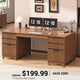 SEDETA | 55.1 Inch Fluted Computer Desk Modern Light Luxury Executive Office Desk with Power outlets Acrylic File Drawers