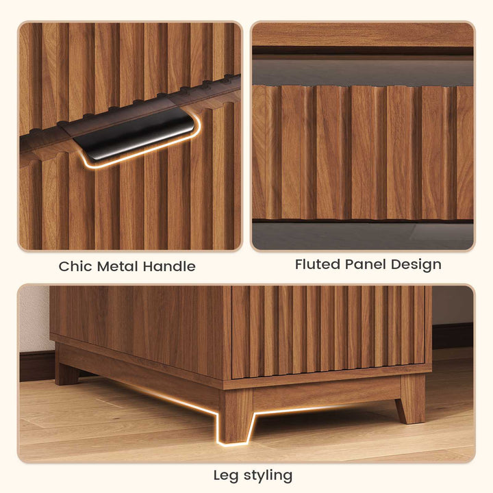 SEDETA 55.1 Inch Fluted Office Desk Modern Light Luxury Executive Desk Computer Desk with Power outlets 6 Drawers Acrylic File Drawers