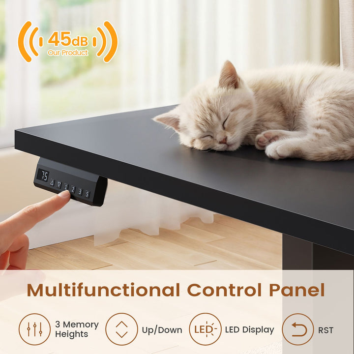 SEDETA 71 Inch Height Adjustable Electric Standing Desk L Shaped Sit Stand Up Office Executive Computer Desk with 3 Drawers Cabinet Side Hook  Power Outlets