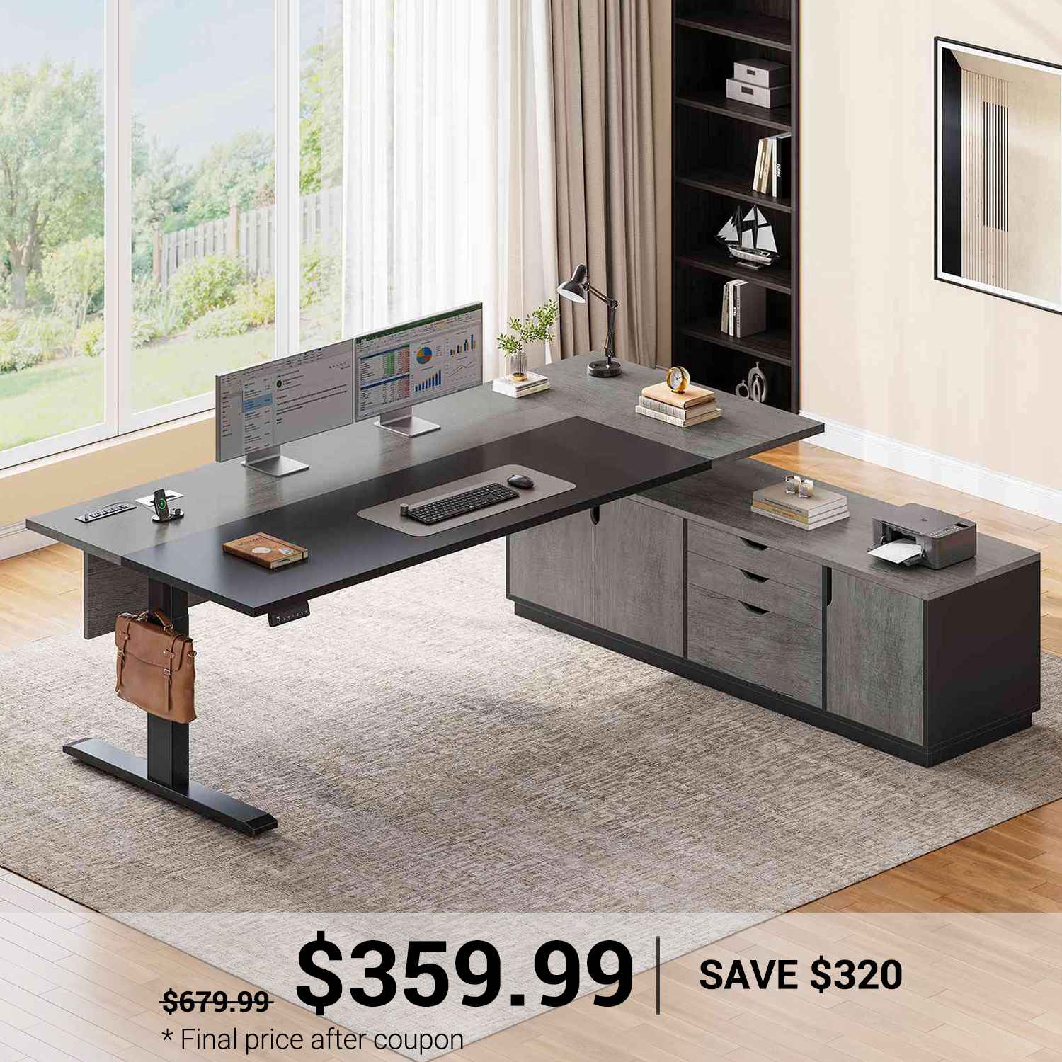 SEDETA 71 Inch Height Adjustable Electric Standing Desk L Shaped Sit S