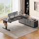 SEDETA 71 Inch Height Adjustable Electric Standing Desk L Shaped Sit Stand Up Office Executive Computer Desk with 3 Drawers Cabinet Side Hook  Power Outlets
