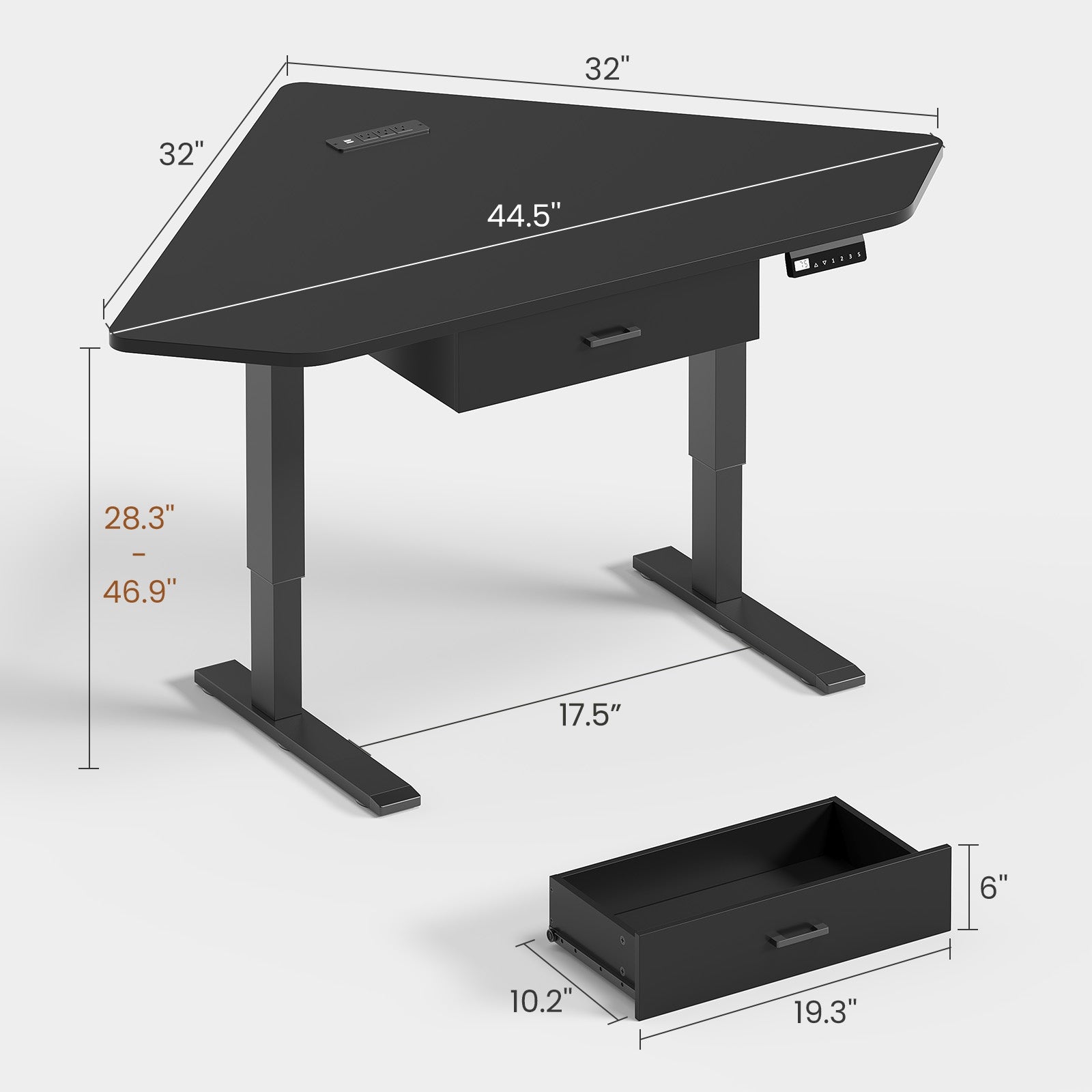 SEDETA 32 Inch Corner Electric Standing Desk Height Adjustable Compute