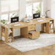 SEDETA® 96.5 Inch Two Person Farmhouse Computer Desk with Drawers and Storage Shelves for Home Office