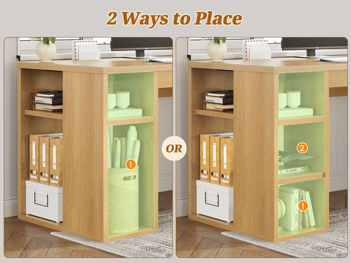 SEDETA® 96.5 Inch Two Person Farmhouse Computer Desk with Drawers and Storage Shelves for Home Office