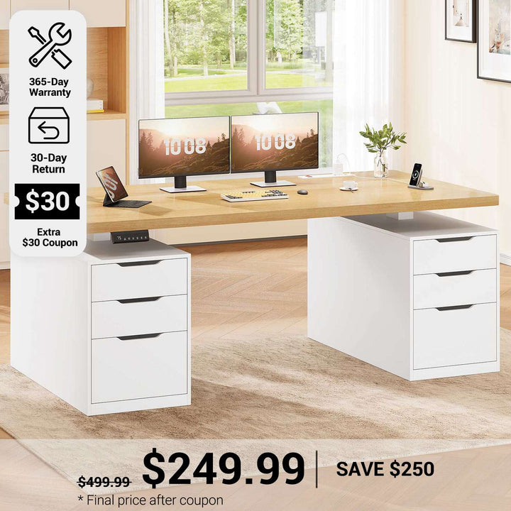 SEDETA 55 Inch Electric Standing Desk with 6 Drawers Adjustable Stand up Desk with Storage Computer Desks with Power Outlets